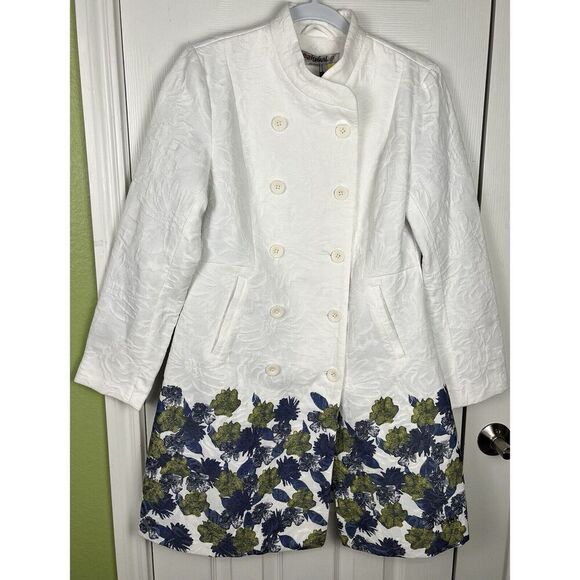 Desigual NWT‎ White Floral Trench Coat Women’s Size 38 EU/4 US - Picture 2 of 12